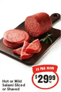 IGA Hot or Mild Salami Sliced or Shaved offer