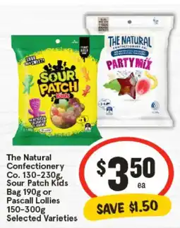 IGA The natural confectionery co., sour patch kids bag or pascall lollies offer