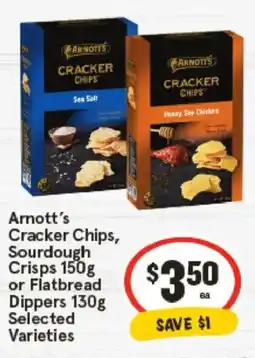 IGA Arnott's cracker chips, sourdough crisps or flatbread dippers offer