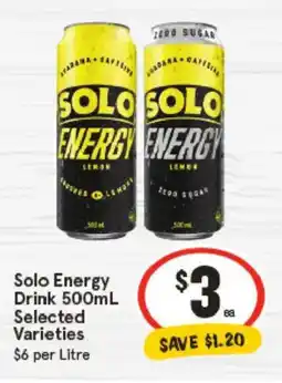 IGA Solo energy drink offer