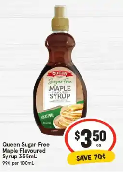IGA Queen sugar free maple flavoured syrup offer