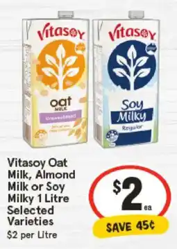 IGA Vitasoy Oat Milk, Almond Milk or Soy Milky Selected Varieties offer