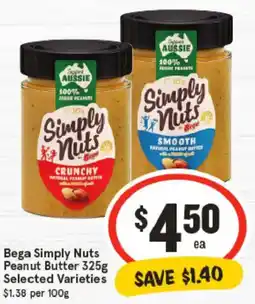 IGA Bega Simply Nuts Peanut Butter Selected Varieties offer