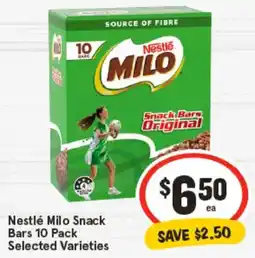 IGA Nestlé Milo Snack Bars Selected Varieties offer