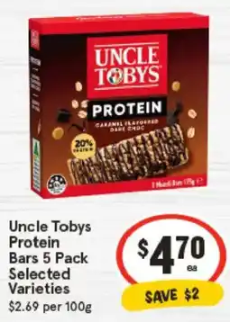 IGA Uncle Tobys Protein Bars Selected Varieties offer