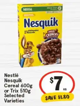 IGA Nestlé Nesquik Cereal or Trix Selected Varieties offer