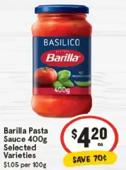 IGA Barilla Pasta Sauce Selected Varieties offer