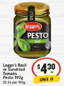 IGA Leggo's Basil or Sundried Tomato Pesto offer