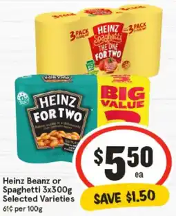 IGA Heinz Beanz or Spaghetti Selected Varieties offer