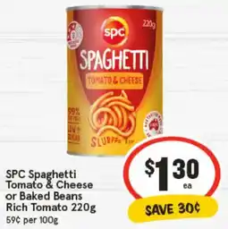 IGA SPC Spaghetti Tomato & Cheese or Baked Beans Rich Tomato offer