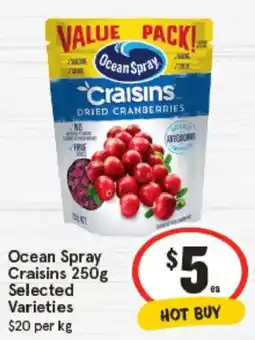 IGA Ocean Spray Craisins Selected Varieties offer