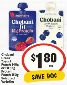 IGA Chobani Greek Yogurt Pouch or Fit Protein Pouch Selected Varieties offer