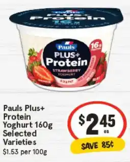 IGA Pauls Plus+ Protein Yoghurt Selected Varieties offer