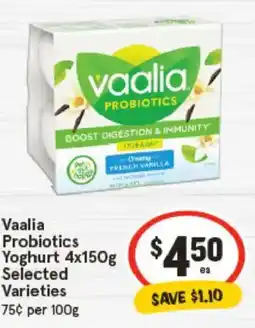IGA Vaalia Probiotics Yoghurt Selected Varieties offer