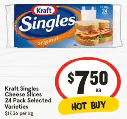 IGA Kraft Singles Cheese Slices Selected Varieties offer
