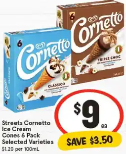 IGA Streets Cornetto Ice Cream Cones Selected Varieties offer