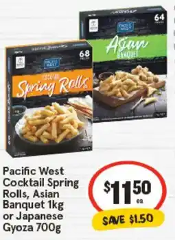 IGA Pacific West Cocktail Spring Rolls, Asian Banquet or Japanese Gyoza offer