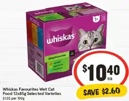 IGA Whiskas Favourites Wet Cat Food Selected Varieties offer