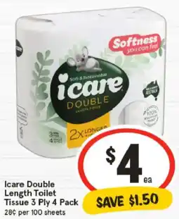 IGA Icare Double Length Toilet Tissue 3 Ply offer