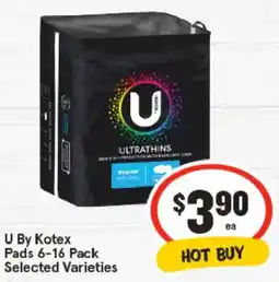 IGA U By Kotex Pads Selected Varieties offer