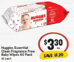IGA Huggies Essential Clean Fragrance Free Baby Wipes offer