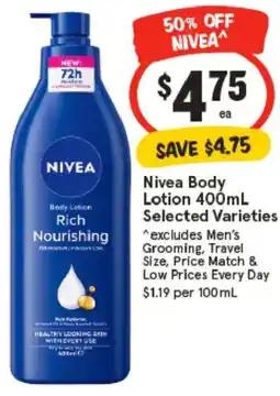 IGA Nivea Body Lotion Selected Varieties offer