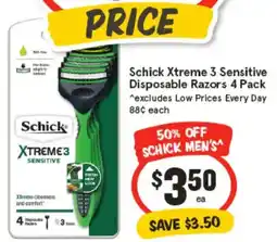 IGA Schick Xtreme 3 Sensitive Disposable Razors offer