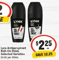 IGA Lynx Antiperspirant Roll-On Selected Varieties offer