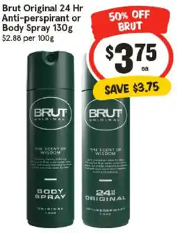 IGA Brut Original 24 Hr Anti-perspirant or Body Spray offer