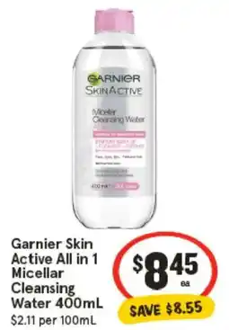 IGA Garnier Skin Active All in 1 Micellar Cleansing Water offer