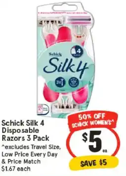 IGA Schick Silk 4 Disposable Razors offer