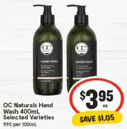 IGA OC Naturals Hand Wash Selected Varieties offer