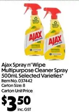 C-Store Distribution Ajax Spray n'Wipe Multipurpose Cleaner Spray Selected Varieties offer