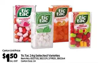 Tic Tac Selected Varieties