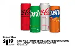 C-Store Distribution Coca-Cola, Fanta or Sprite Selected Varieties offer
