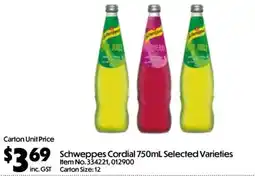 C-Store Distribution Schweppes Cordial Selected Varieties offer