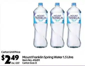 C-Store Distribution Mount Franklin Spring Water offer