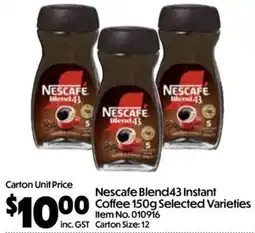 C-Store Distribution Nescafe Blend43 Instant Coffee Selected Varieties offer