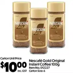 C-Store Distribution Nescafe Gold Original Instant Coffee offer