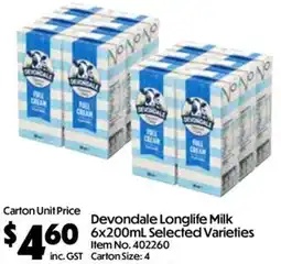 C-Store Distribution Devondale Longlife Milk Selected Varieties offer