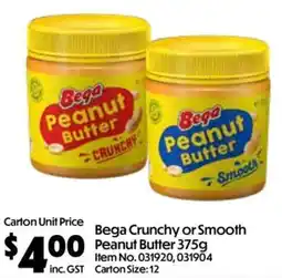 C-Store Distribution Bega Crunchy or Smooth Peanut Butter offer
