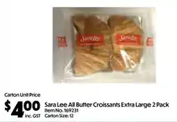 C-Store Distribution Sara Lee All Butter Croissants Extra Large offer