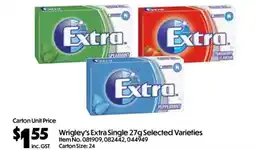 C-Store Distribution Wrigley's Extra Single Selected Varieties offer