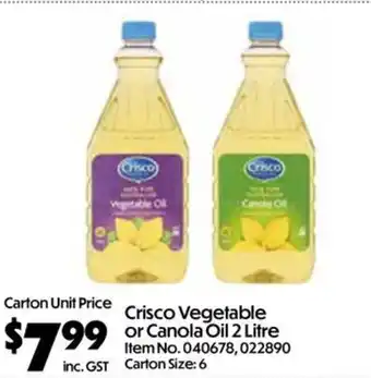 C-Store Distribution Crisco Vegetable or Canola Oil offer