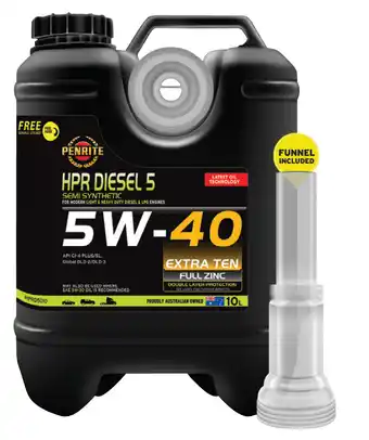SuperCheap Auto Penrite 10l hpr diesel engine oil - hpr diesel 5 5w-40 offer