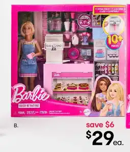 Kmart Barbie coffee shop playset with blonde barista doll offer