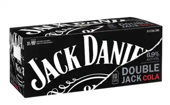 The Bottle O Jack daniel’s double jack & cola 6.9% premix cans 375ml 10 pack offer