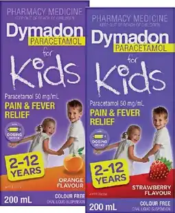 Soul Pattinson Chemist Dymadon Paracetamol for Kids 2-12 Years Orange or Strawberry Flavour 200mL offer