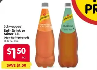 Schweppes Soft Drink or Mixer