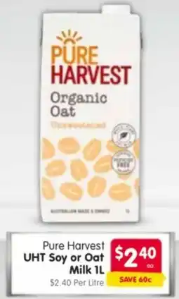 Spar Pure Harvest UHT Soy or Oat Milk offer